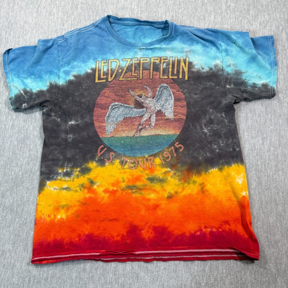Led Zeppelin Shirt Men M Multicolor Tie Dye Band Tee US Tour 1975 Graphic Rock